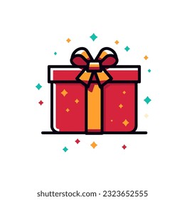 Christmas gift box, flat vector illustration