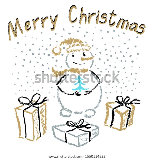 Christmas Gift Box Funny Smiling Snowman Stock Vector Royalty Free 1550114522