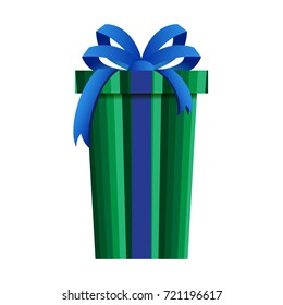 Christmas Gift Box with Green Wrapping Isolated