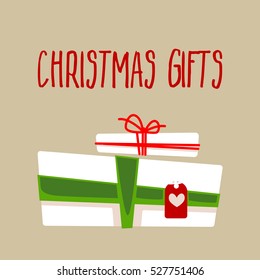 Christmas gift box for holiday. Vector Illustration.