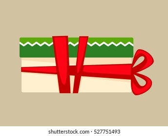 Caja de regalo de Navidad para las vacaciones. Ilustración vectorial.