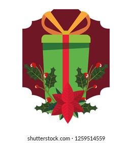 christmas gift box holly berry