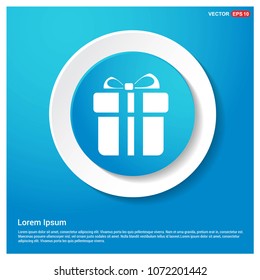 Christmas Gift Box Icon Abstract Blue Web Sticker Button