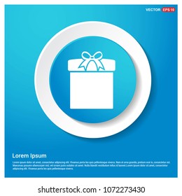 Christmas Gift Box Icon Abstract Blue Web Sticker Button