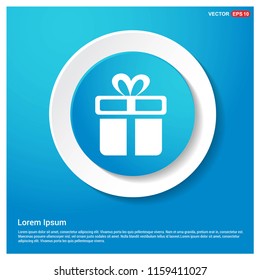 Christmas Gift Box Icon Abstract Blue Web Sticker Button - Free vector icon