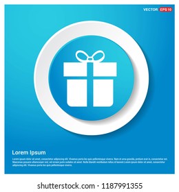 Christmas Gift Box Icon Abstract Blue Web Sticker Button - Free vector icon