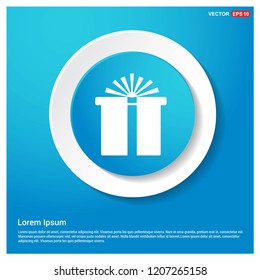 Christmas Gift Box Icon Abstract Blue Web Sticker Button - Free vector icon