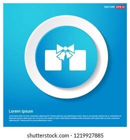 Christmas Gift Box Icon Abstract Blue Web Sticker Button - Free vector icon