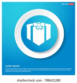 Christmas Gift Box Icon Abstract Blue Web Sticker Button