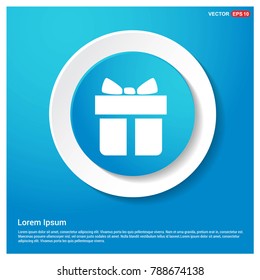 Christmas Gift Box Icon Abstract Blue Web Sticker Button
