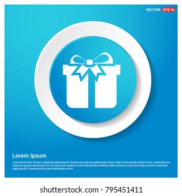 Christmas Gift Box Icon Abstract Blue Web Sticker Button