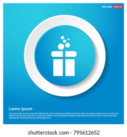 Christmas Gift Box Icon Abstract Blue Web Sticker Button