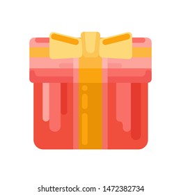 Christmas gift box icon in creative flat style. Vector illustration for web, print, holiday design