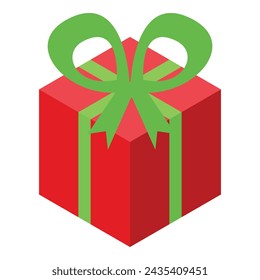 Christmas gift box icon isometric vector. Cool frozen enjoy. Child xmas fun