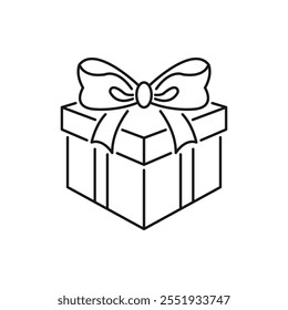 christmas gift box icon, present or surprise, prize concept, thin line web symbol on white background - editable stroke vector illustration