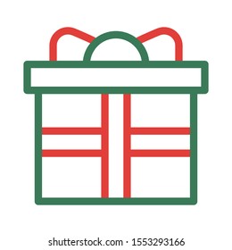 Christmas gift box icon. Simple design. Line vector. Isolate on white background.