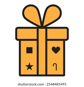 Natal ícone da caixa de presente vetor. ícone da caixa de presente com ilustração contorno preto no fundo branco.