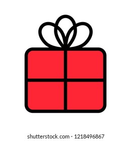 Christmas gift box icon,flat design editable stroke
