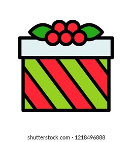 Christmas gift box icon,flat design editable stroke