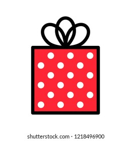Christmas gift box icon,flat design editable stroke
