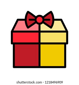 Christmas gift box icon,flat design editable stroke