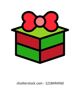 Christmas gift box icon,flat design editable stroke