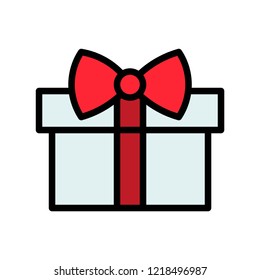 Christmas gift box icon,flat design editable stroke