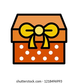 Christmas gift box icon,flat design editable stroke