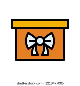 Christmas gift box icon,flat design editable stroke