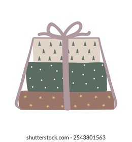 Christmas gift box illustration with ribbon isolated on white background. Christmas present. Christmas gift box isolated on white background.