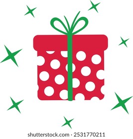 Christmas gift box isolated on transparent background. Vector illustratio