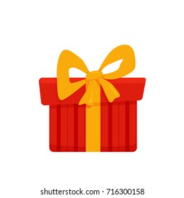 Christmas gift box.  Isolated on white background vector colorful cartoon flat elements. Merry Christmas and a happy New Year design of cards, posters, banners