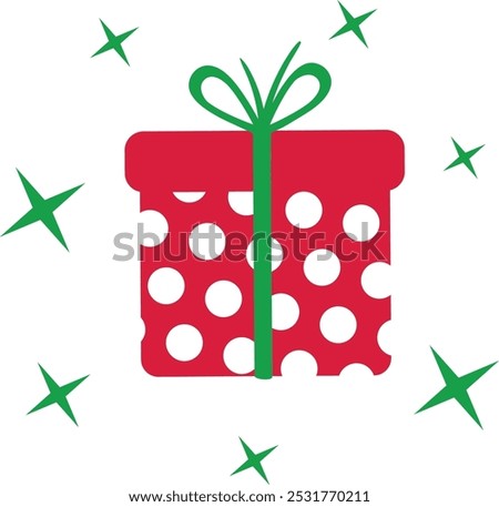 Christmas gift box isolated on transparent background. Vector illustratio