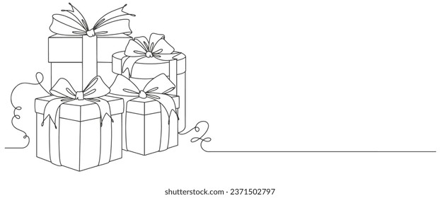 Christmas gift box line art vector illustration