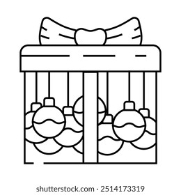 christmas gift box line icon vector. christmas gift box sign. isolated contour symbol black illustration