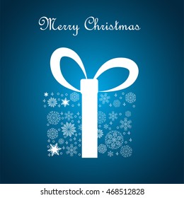 Christmas gift box made from snow flakes, vector illustration