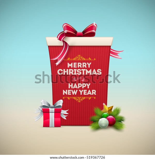 Christmas Gift Box Message Board Merry Stock Vector Royalty Free