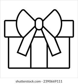 Christmas Gift box, minimal Christmas icon. Vector illustration