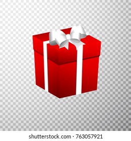 Christmas gift box on transparent background vector.
