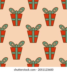 Christmas Gift Box Pattern Background. Social Media Post. Christmas Decoration Vector Illustration.