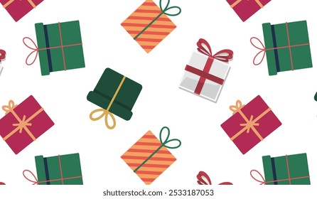 Christmas gift box pattern, for digital holiday cards or website backgrounds