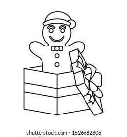 christmas gift box present with ginger cookie vector illustration design