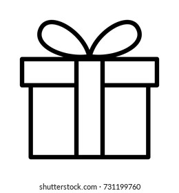 Christmas gift box or present with ribbon bow line art vector icon for apps and websites