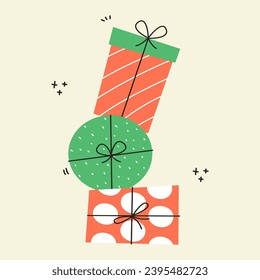 Christmas Gift Box Presents Minimal Vector for Winter December Season Event Decorations Illustration