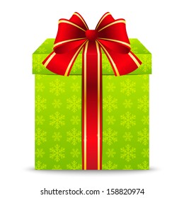 Christmas gift box with red ribbon