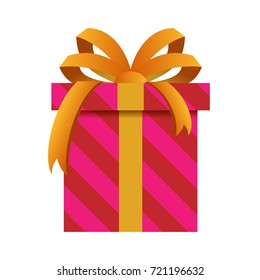 Christmas Gift Box with Red Wrapping Isolated