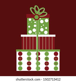 Christmas gift box retro style - vector illustration 