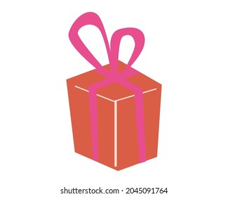 Christmas gift box retro, vintage decoration, holiday celebration. Vector illustration cartoon flat style