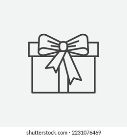 Christmas gift box with ribbon bow icon. Birthday gift design element. Vector illustration