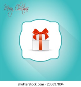 Christmas Gift box with ribbon and bow.  Made in vector illustration
